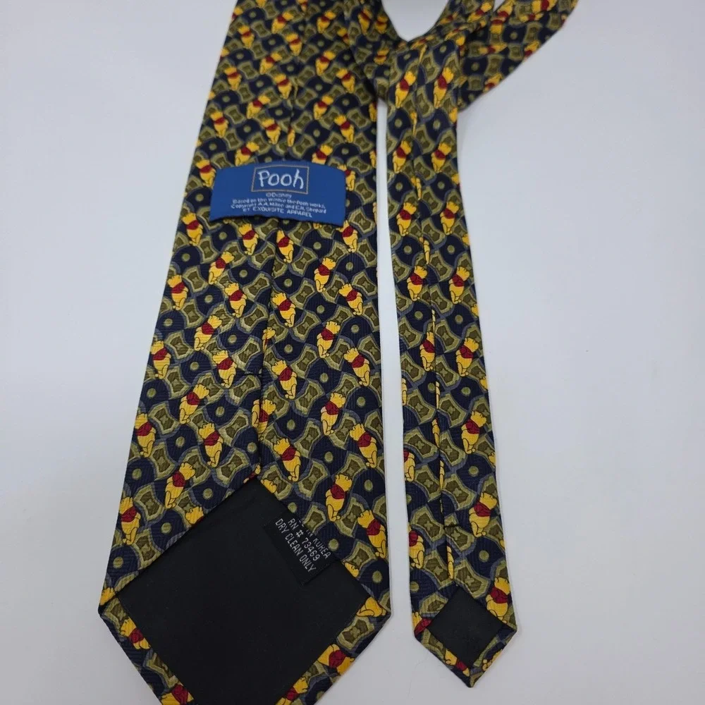 Disney By Exquisite Apparel Tie Mens Yellow Blue Winnie The Pooh All Over Print
